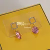 Boucles d'oreilles en diamant pour femmes, bijoux de styliste, strass scintillants, pendantes avec boîte, cadeau d'anniversaire