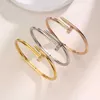 Gold Bracelet Nail Designer Bangles for Women and Men Boutique Japanese Korean trendy fashionable micro inlaid nail bracelet women titanium steel non fa logo