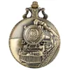 Vintage bronzen trein voorste locomotief motor spoorweg kwarts zakhorloge steampunk hanger ketting dames heren gift297b