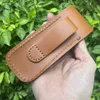 Nieuwe collectie S2271 Tweelaags echt koeienhuid zakmesschede, 4,8 "opvouwbare EDC-messenzak, draagbaar mes lederen holster met kliksluiting en riemlus