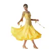 Palco desgaste personalizado de alta qualidade vestido de festa de salão high-end amarelo longo valsa dança suave moderno para competição