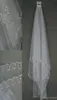 2019 Stock Wedding Veils Crystals 2 Layer Handmade Crescent Edge 신부 액세서리 흰색과 상아 신부 베일 구슬 BIDS COM7572156