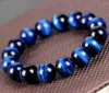 Strang natürliche blaue Tigerauge runde Perlen Stretch-Armband 12 mm