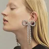 Boucles d'oreilles pendantes de luxe à la mode, strass brillants, nœud en cristal, tempérament de mariée, pendentif fait à la main pour femmes, 2024