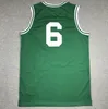 كرة السلة Jersey 6 Russell Green Classics Retro Jersey Men Youth S-XXL Sport Jersey