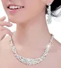 Bling Silver Crystal Conjunto de joyería nupcial collar chapado pendientes de diamantes Conjuntos de joyería de boda para novia Damas de honor mujeres nupcial A9063069