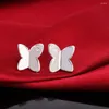 Boucles d'oreilles en argent Sterling 925, breloques en cristal, clous papillon pour femmes, accessoires de fête de mariage, bijoux cadeaux de noël