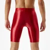 Cuecas dos homens esportes boxer briefs ginásio shorts troncos secagem rápida surf leggings calças brilhantes calcinhas de seda gelo perna longa