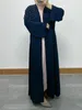 Vêtements ethniques Eid Musulman Abaya pour femmes Robe de soirée Perles Maroc Caftan Ramadan Lace-up Islam Dubaï Arabe Longue Robe 2024 Printemps