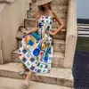 Sexy dames riem graffiti bedrukte casual jurken mouwloze grote swingjurk