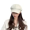 Berets Women Beret British Style Solid Color Winter Hat Vintage Octagonal Paint