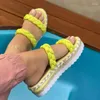 Chinelos femininos arco strass pu trança cunhas salto sólido slides ao ar livre sapatos de plataforma sexy senhoras sandálias sapatos de mujer