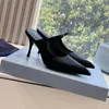 Designer Sandal Women Sandals Fashion Satin High-heeled Mules Pointed Toes Stiletto Heel Slippers Top Quality Lady Pumps High Heeled Wedding Party Dress Shoe 35-41