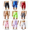 Cuecas dos homens esportes boxer briefs ginásio shorts troncos secagem rápida surf leggings calças brilhantes calcinhas de seda gelo perna longa