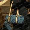 Kvinnors nya Papillon Denim Blue Designer Bag Denim Canvas Gold-färg Hårdvara Zip Stängning Mini Zippe Versionskedja Jacquard Luxury Designer Antiqu Counter 10a Top