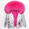여자 트렌치 코트 Maomaokong 2024 Real Raccoon 모피 칼라 가을과 겨울 재킷 +면 두꺼운 여성 코트