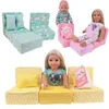 3PCS Reborn Dollhouse Soft Sofa Fit16-18 cala amerykańska 43 cm Reborn Born Baby Doll
