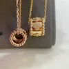 Designer Pendant Necklace Sweet Vanca Pärlad krage kedja med diamantkalidoskop litet midjehalsband tjockt pläterat med rosguld 0CTD