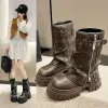 Capris 2023 Autumn and Winter New Women's Real Leather Set Foot Midleg Pants Tube Boots Thick Sole Heavy Zipper Kneehigh Boots