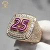 Aangepaste lichtgevende karakter Iced Out jeugd sport honkbal voetbal 10K Solid Gold Championship Moissanite Diamond Hip Hop mannen ring