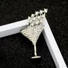 Brooches Rhinestone Crystal Cocktail Glass Pins Creative Design Handmade Gift For Party Jewelry Pin Broche