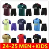 2024 2025 짧은 슬리브 조깅 축구 훈련 슈트 MBAPPE 축구 셔츠 3/4 바지 전 24/25 Bellingham Vini Jr. 바르셀로나 인 Inter Futbol Chandal 남자 아이들