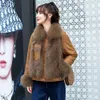 Haining Women 's Fox Short Style 2024 Winter New Imitation Leather Sheep Fur ontegrated Coat 906682