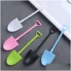 Spoons 100Pcs/Pack Plastic Disposable Mini Shovel Spoon Ice Cream Cake Scoop Dessert Yogurt Sundae Cheese Spoons Pudding Shovels Jy058 Dhe8B