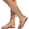Sandały gladiator sandałka kobieta letnia bandaż rzymski kobiety przyczynowe zamek płaski dziewczyny puste buty plażowe zapatos mujer