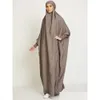 Vêtements ethniques Femmes musulmanes Jilbab Robe de prière une pièce à capuche Abaya Smocking Manches Islamique Dubaï S Robe noire Modestie turque Dr Dht61
