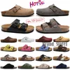 Designer Boston Clogs Slippers Men Women Soft Footbed Suede Leather Cork Flat Arizona Mayari Sandals Summer Favourite Beach Casual Shoes