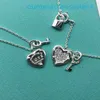 2024 Jewelry Designer Brand Necklaces S925 Sterling Silver Love Diamond Heart Small Key Platinum Clavicle Chain Light Love Lock Pendant
