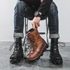 Botas 2024 motocicleta de couro genuíno para homens militar gótico crânio punk meados de bezerro pesca casual cowboy