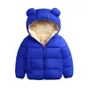 Пуховое пальто, детская куртка, детская зимняя хлопковая куртка с рисунком медведя, утепленные комбинезоны, теплая детская одежда, костюм для маленьких мальчиков и девочек