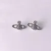 Viviennenes Westwood kolczyki 925 Srebrna igła z diamentami kolczyki proste wszechstronne kolczyki dla kobiet