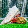 Kinder Jungen Mädchen Weiß Gold Schwarz Fußballschuhe Jugend Herren AG Fußballschuhe High Top Trainingsschuhe für Kinder