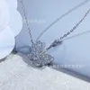 VANCF Naszyjnik luksus Diamond Agat 18K Gold Rose Gold Full Diamond Butle Biały Fritillaria łańcuch kobiecy i elegancka naszyjnik walentynki Prezent Walentynki