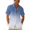 Chemises décontractées pour hommes Mode Bouton lâche pour hommes 2024 Summer Beach Revers Chemise à manches courtes Tops Hommes Loisirs Couleur dégradé