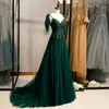 Spaghetti Banquet Evening Dress New Small Tail Elegant Party Dark Green Prom Dress vestido de festa