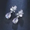 Dangle Earrings Luxury Crystal Cluster Drops Zircon For Women Fashion Floral Bridal Earring Wedding Jewelry Prom Gift Bijoux Aretes