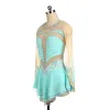 Robes de patinage artistique, Costume de compétition personnalisé, jupe de glace pour filles, femmes, enfants, gymnastique, bleu clair brillant