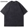 2023 Men Streetwear Hip Hop Oversized T Shirt Funny Doberman Dog Graphic T-shirt Vintage Washed Black Tshirt Haruku Tee Cotton