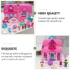 Princesa casa caixa de armazenamento brinquedo plástico diy simulação luz mini molde kit brinquedos crianças casas bonecas 240305