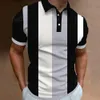 Summer Mens Polo Shirt Classic Stripes Short Sleeve T-shirts Casual Business Button Tops Tee Fashion Polo Shirts Male Clothing 240305