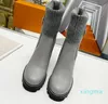 2024 Leather Ankle Boot Women Platform Desert Boots With Collar and Side Panels in Wool Fashion Sock Boot Treaded