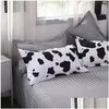 Ensembles de literie Cow Spot Home Textile Set Impression réactive Ab Side Couette Er Plaid Drap de lit Oreiller 100% Bambou Drop Livraison Dhiv2