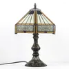 Lampes de table Temar Tiffany Lampe en verre LED Vintage Creative Simple Lampe de bureau pour la maison Salon Chambre Chevet Décor