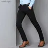 Herr Black Stretch Skinny Party Office Formal Suit Pencil Pant Business Slim Fit Trousers 240308