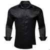 Herren-Freizeithemden, Herren-Freizeithemden, Luxus-Seide für Männer, Satin, Schwarz, einfarbig, langärmelig, Slim-Fit, reguläre männliche Bluse, formelle Tops, Bar, Dhkb6