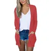 Blusas femininas cardigan versátil frente aberta cardigans leve cor sólida outono/inverno manga longa com para o estilo